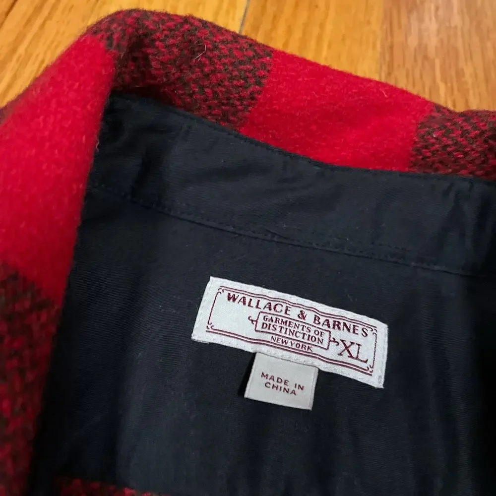 Wallace & Barnes Shirt Shacket XL Red Buffalo Plaid Wool Flannel Nautical J.Crew